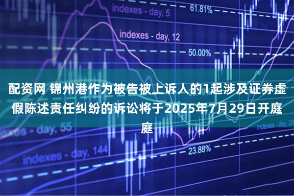 配资网 锦州港作为被告被上诉人的1起涉及证券虚假陈述责任纠纷的诉讼将于2025年7月29日开庭